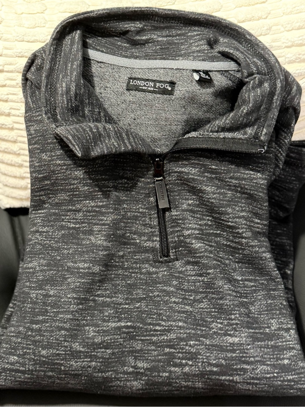 London Fog Men’s Heather Charcoal Quarter-Zip Sweater